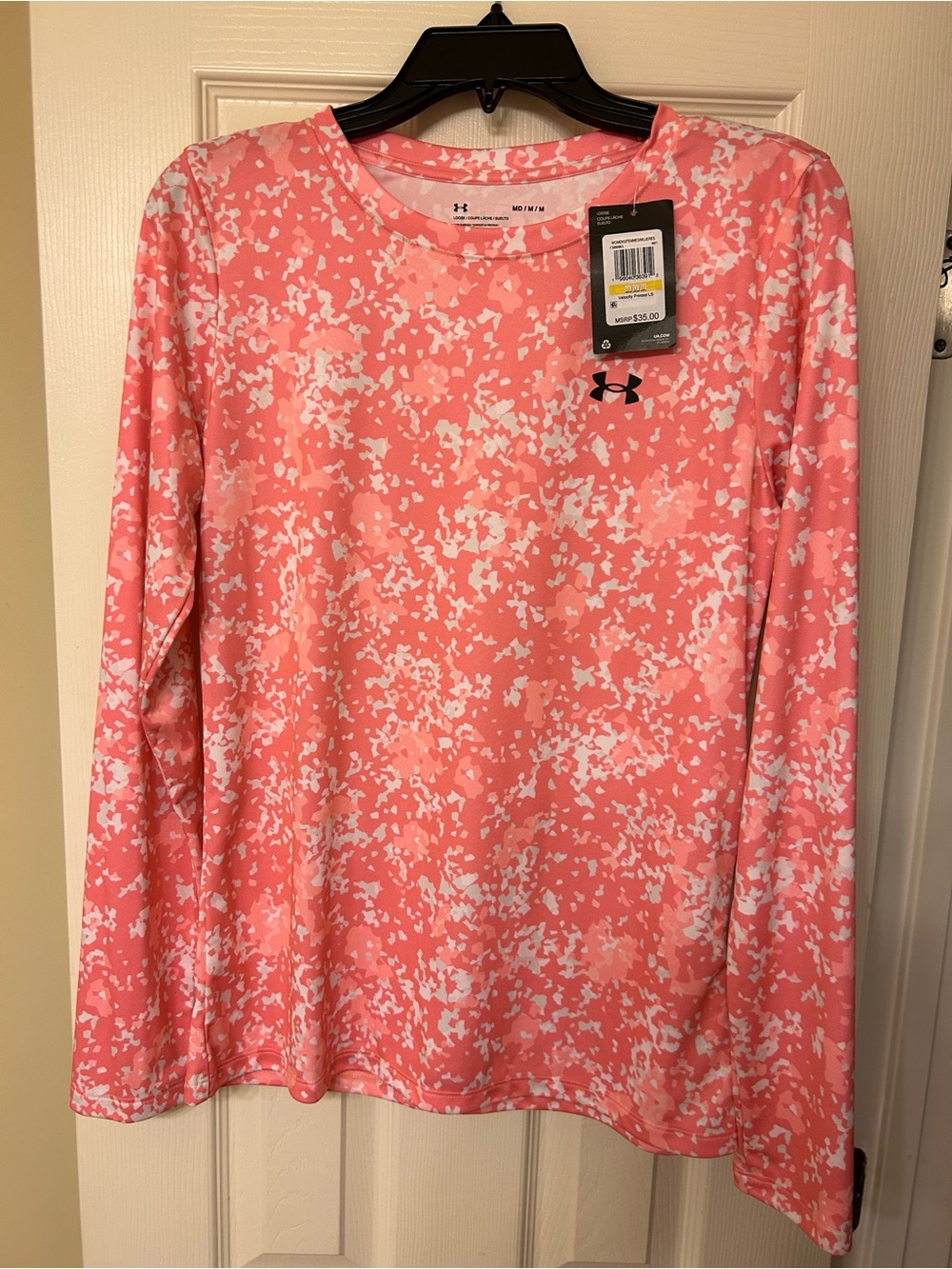 Under Armour women Pink & White Camo Long-Sleeve Performance Tee